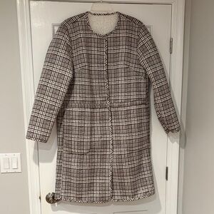 NWT DG2 by Diane Gilman Brown and Cream Faux Suede/Sherpa Reversible Coat XL